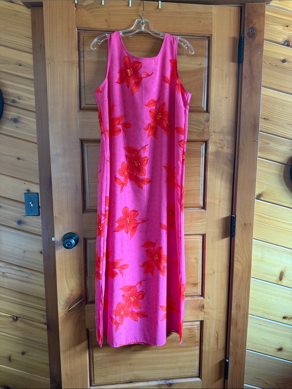 Kathie Lee Collection Pink Maxi Dress with Red Floral Print